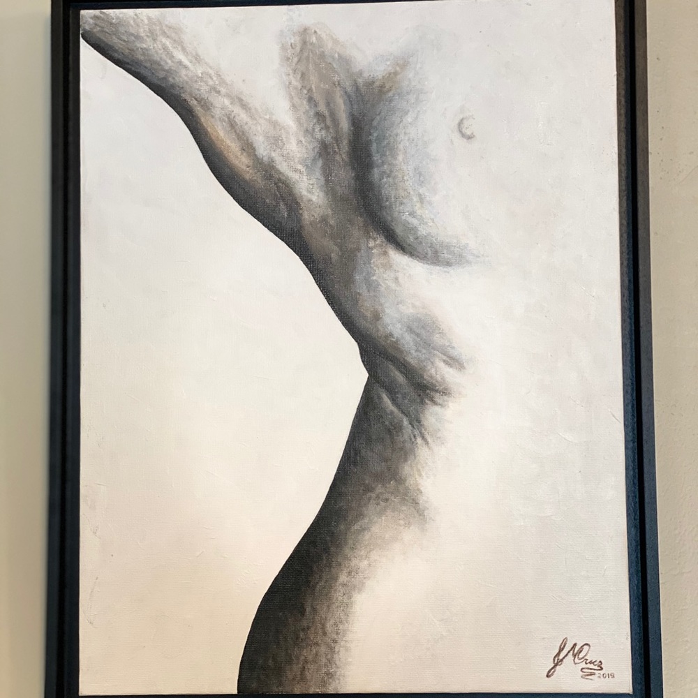 Nude original painting Body in shade singned, artist J Cruz acrylic hand painted - Picture 6 of 9